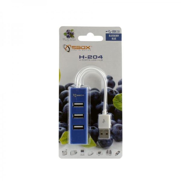 Sbox H-204 USB 4 Ports USB HUB Blueberry Blue Cheap