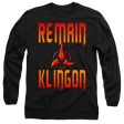 STAR TREK DISCOVERY : REMAIN KLINGON L\S ADULT T SHIRT 18\1 Black LG For Discount