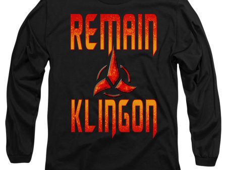 STAR TREK DISCOVERY : REMAIN KLINGON L\S ADULT T SHIRT 18\1 Black LG For Discount