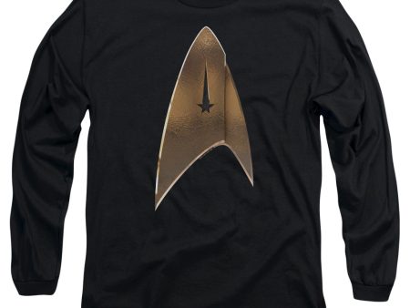 STAR TREK DISCOVERY : COMMAND SHIELD L\S ADULT T SHIRT 18\1 Black SM For Sale