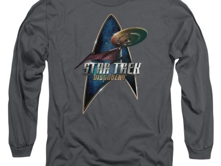 STAR TREK DISCOVERY : DISCOVERY DECO L\S ADULT T SHIRT 18\1 Charcoal 3X Online Sale