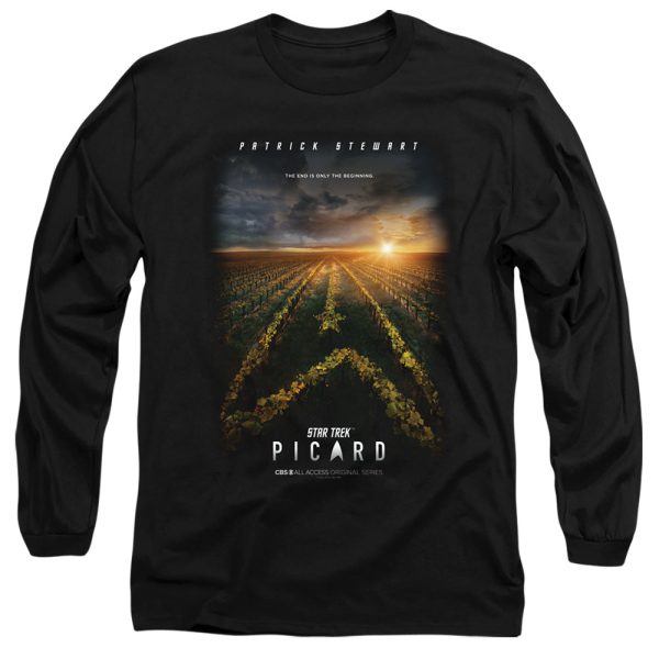 STAR TREK PICARD : PICARD POSTER L\S ADULT T SHIRT 18\1 Black MD Fashion