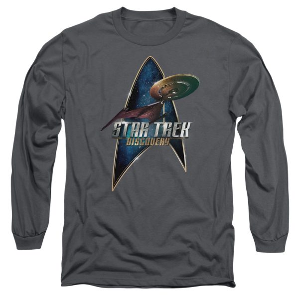 STAR TREK DISCOVERY : DISCOVERY DECO L\S ADULT T SHIRT 18\1 Charcoal XL Sale