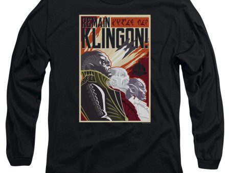 STAR TREK DISCOVERY : REMAIN KLINGSON POSTER L\S ADULT T SHIRT 18\1 Black XL Supply