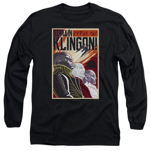 STAR TREK DISCOVERY : REMAIN KLINGSON POSTER L\S ADULT T SHIRT 18\1 Black XL Supply