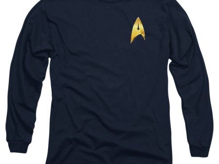 STAR TREK DISCOVERY : COMMAND BADGE L\S ADULT T SHIRT 18\1 Navy LG For Sale