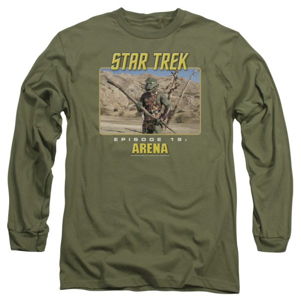 STAR TREK THE ORIGINAL SERIES : ARENA L\S ADULT T SHIRT 18\1 Military Green SM Online Sale