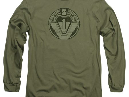 STARGATE SG1 : SG1 DISTRESSED L\S ADULT T SHIRT 18\1 Military Green SM Cheap