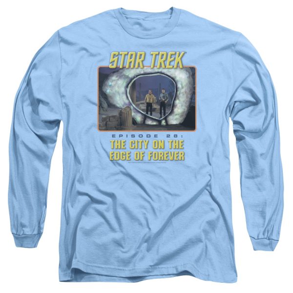 STAR TREK THE ORIGINAL SERIES : EDGE OF FOREVER L\S ADULT T SHIRT 18\1 Carolina Blue XL Fashion