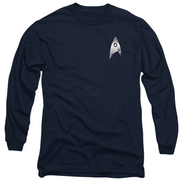 STAR TREK DISCOVERY : SCIENCES BADGE L\S ADULT T SHIRT 18\1 Navy 3X on Sale