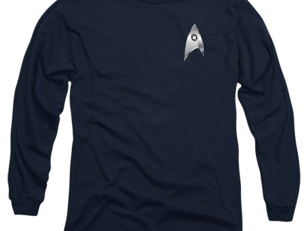 STAR TREK DISCOVERY : SCIENCES BADGE L\S ADULT T SHIRT 18\1 Navy XL on Sale