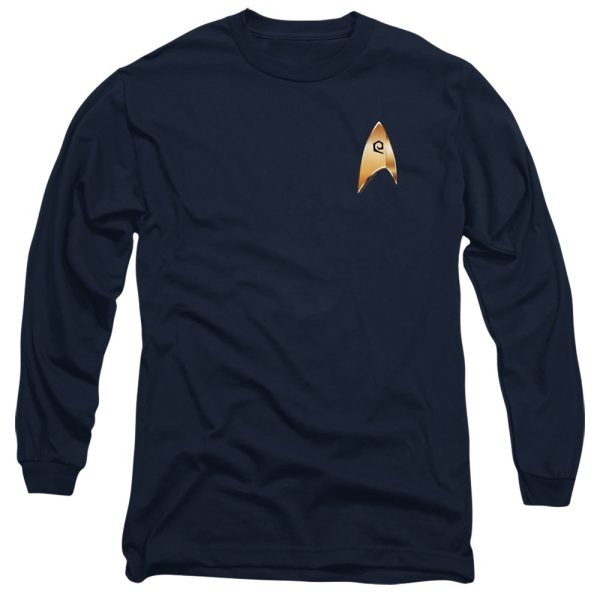 STAR TREK DISCOVERY : OPERATIONS BADGE L\S ADULT T SHIRT 18\1 Navy MD Cheap